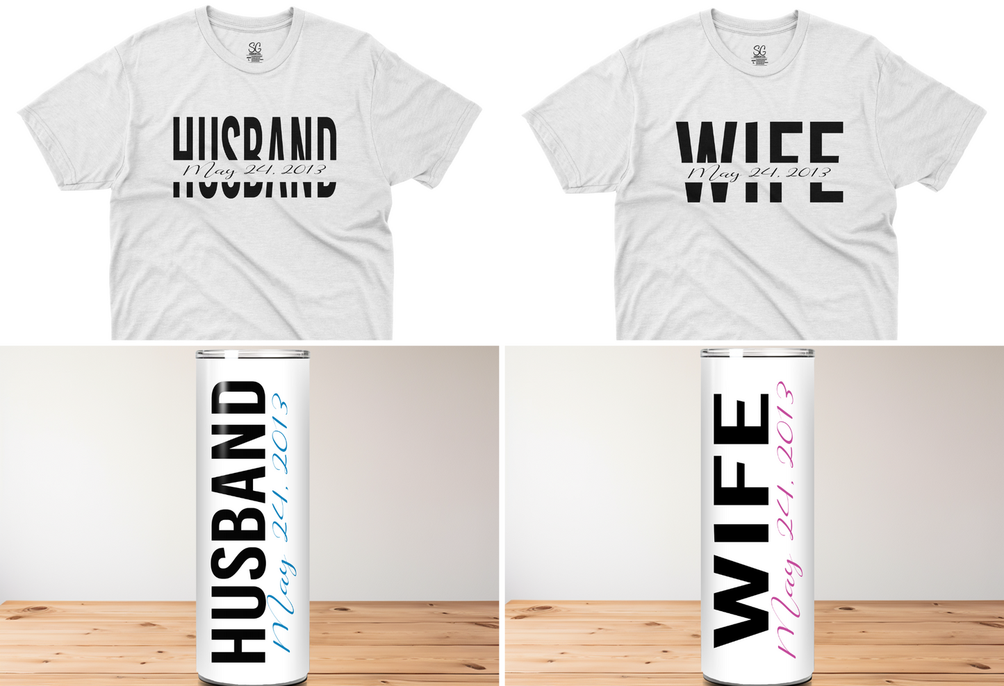 Custom Husband & Wife Anniversary T-Shirt Set