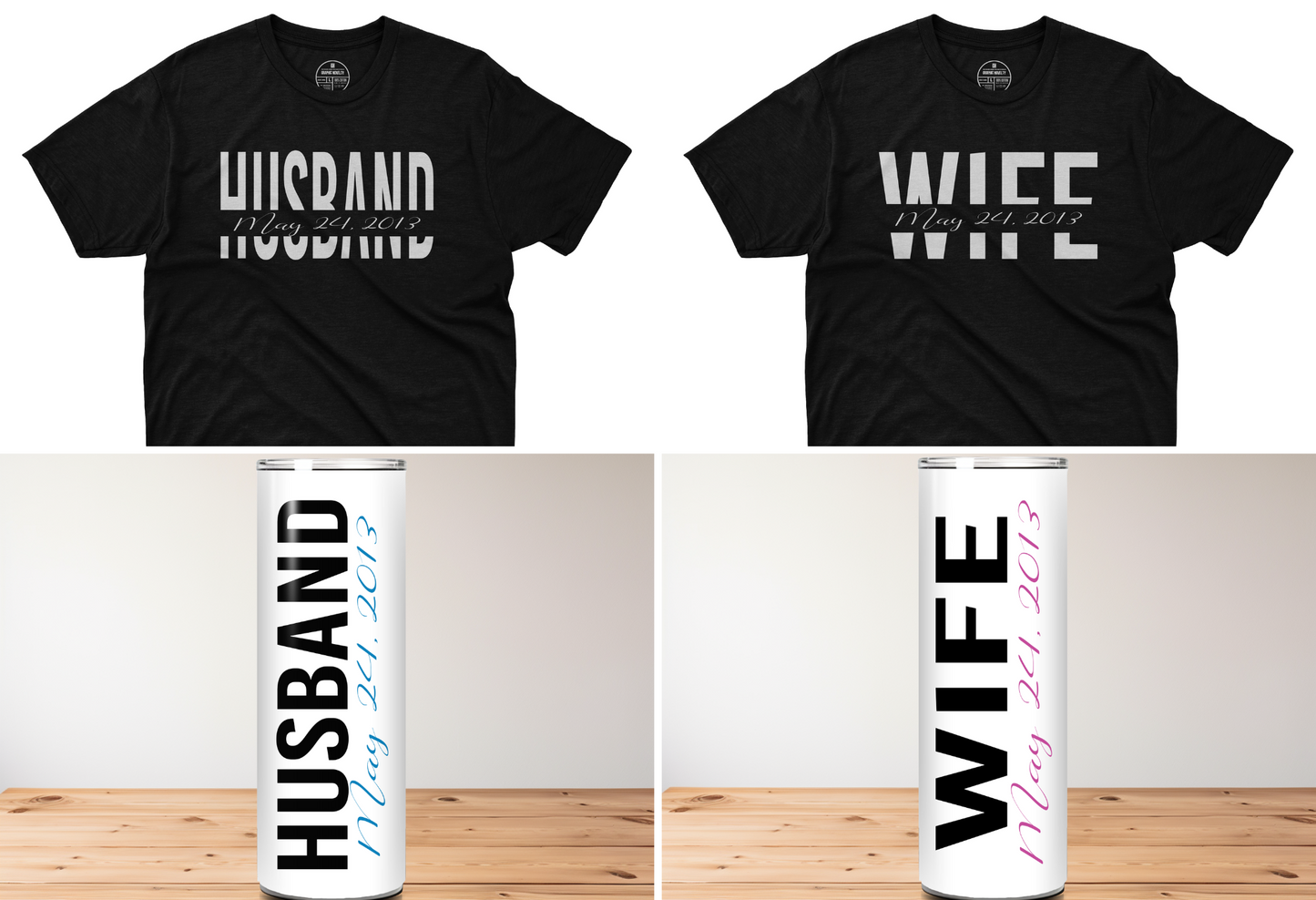 Custom Husband & Wife Anniversary T-Shirt Set