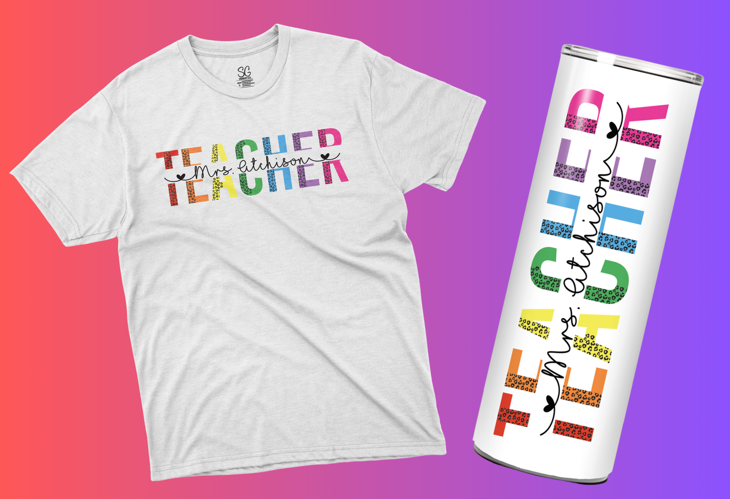 Custom Leopard TEACHER T-Shirt