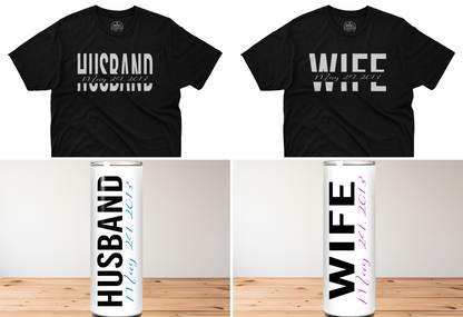 Custom Husband & Wife Anniversary T-Shirt Set